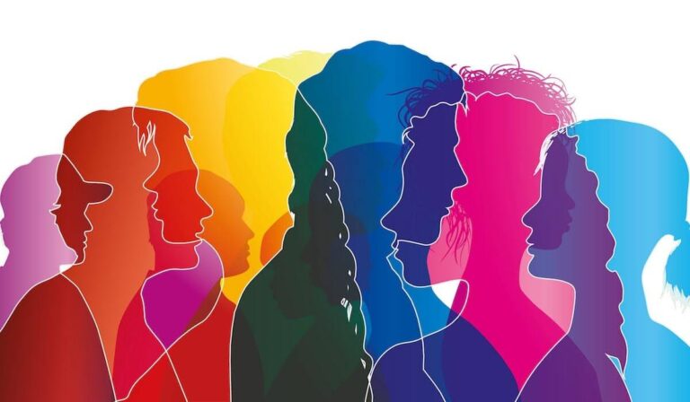 Animated people in different bright colors.